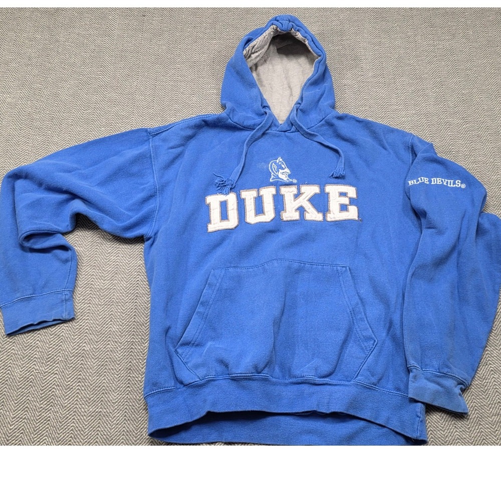 Old Varsity Brand Duke Blue Devils Hoodie Royal Blue Mens Large RN94051‎